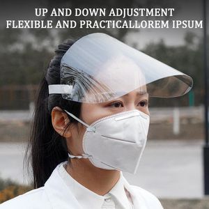 Koruyucu Ayarlanabilir Anti Damlacık Toz Geçirmez Tam Yüz Kapak Maskesi Visor Kalkanı Damlacık Rüzgar Geçirmez Yüz Kalkanı Yıkanabilir 10 adet / grup