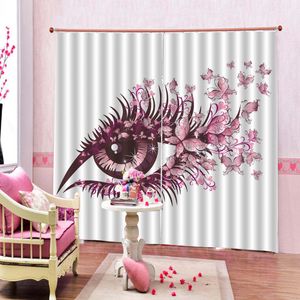 3D Salon Curtain Beautiful Butterfly Floral Eye Makeup HD Digital Print 3D Piękne zasłony zaciemniające