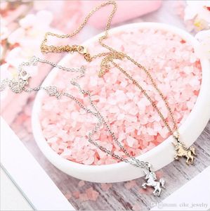 Wholesale gold unicorn pendant resale online - Fashion Jewelry Unicorn pendant with Metal Chain with Gold and Silver Plated For Women Necklace Lover Gift