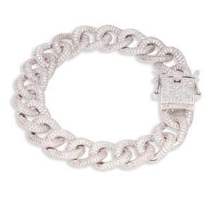 1.2CM Bracciale cubano intarsiato con zirconi hip-hop Street rap gioielli di personalità della moda maschile da 8 pollici