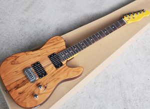 Naturalna kolory drewna Gitara elektryczna z Humbuckers Pickups, Resewood Fretboard, Fornir klonowy mapy, może być dostosowany jako żądanie