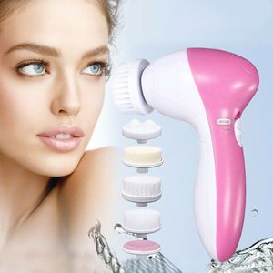 US frete grátis 5 em 1 Eléctrico Máquina de Lavar Roupa Rosto Facial Pore Cleaner Corpo Limpeza Massagem Mini pele massageador escova