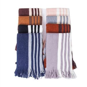 Tassel Cobertores Lenços listrado Oversized lenço envolve franjada Inverno Xaile Moda Japão longo Silenciador Neck Anel lenço Pashmina C6859