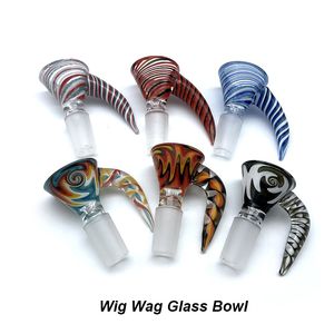 DHL!!! Peruca wag tigela de vidro com alça 14mm 18mm masculino inebriante tigela de vidro bong tigela pedaço fumar aceesories para bongs tubos de água de vidro