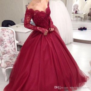 New Design Red Ball Gown Quinceanera Dresses Off Shoulder Beaded Lace Applique Sweet 16 Prom Dresses vestidos de quinceañera Evening Gowns