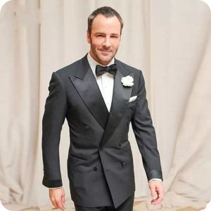 Charcoal Groom Tuxedos Double-Breasted Men Wedding Tuxedo Popularna Kurtka Męska Blazer Mężczyźni Dinner / Darty Garnitur Made (Jacket + Spodnie + Krawat) 1292