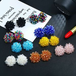 Wholesale- charm earrings for women bohemian holiday style ear studs hot sale beads jewelry gifts for girls 9 colors colorful dark white