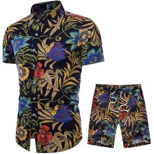 Fashion-Mens Summer Designer Suits Beach Seaside Holiday Shirts Shorts Clothing Sets 2pcs Floral Tracksuits