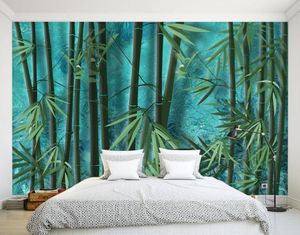 Beställnings- foto tapet Vackra landskap Bakgrundsbilder Modern Bamboo Forest Art Bakgrund Väggmålning