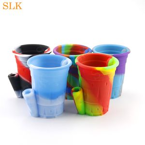 Water cup-shape Silicone water pipes hand pipes tobacco bong dabs straw silicone smoking pipe smoker glass oil burner water pipes