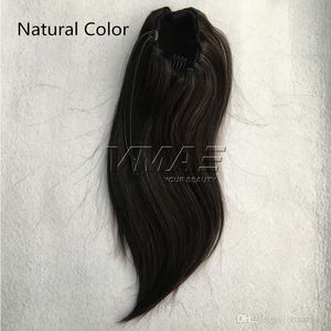 Vmae Brazylijska peruwiańska prosta 120G Naturalny kolor #1b #4 #6 Podwójne narysowanie klips w sznurku w kucykach Virgin Human Hair Extension