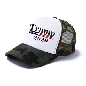 Donald Trump Trump Mesh Hats Mulheres adultas Carta de impressão Trump 2020 Baseball Caps Casual Moda Homem Summer Camuflage Sport Sun Snapback