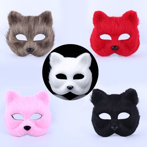 Fox Fur Mask Kvinnor Sexig Masquerade Party Mask Fashion Fox Half Animal Mask Fox Cosplay Dance Masks Plush Toys DH0126