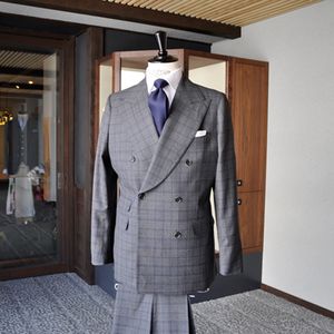 Wysokiej Jakości Plaid Ślub Tuxedos Groom Najlepsze męskie Garnitury ślubne Mężczyźni Slim Fit Custom Made Jacket Blazer