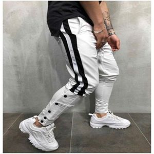 Homens Casual Ginásio Slim Sports Fit Calças De Tracksuit Bottoms Skinny Skinny Sweats Drwastring Track Calças