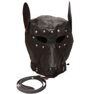 Bondage PU Leder Hund Doggy Vollkapuze Maske Monat Reißverschluss Augen Patch Cosplay #R45