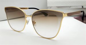Luxury-Fashion Solglasögon AA042 Cat Eye Crystal Skärande yta Ram Toppkvalitet Metallben med paljetter Veneer UV400 Skydd Eyewear