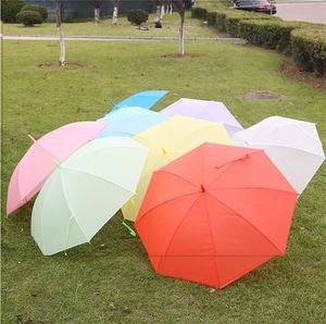 Transparent långt handtag paraply bröllop dekoration dansprestanda pvc klara paraplyer stilig enkelhet automatiska paraplyer e22404