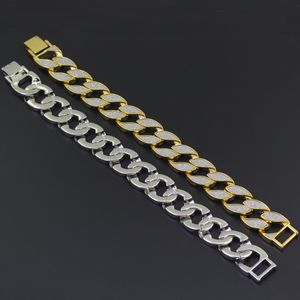 Men's Luxury Simulated Diamond Fashion Bracelets & Bangles High Quality Gold Plated Iced Out Miami Cuban Bracelet Hip Hop