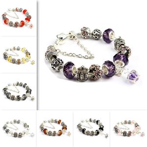 Crown Bead Bracelet DIY Handmade Glass Beads Women Azure Stone Charm Bracelets Jewelry Gift 8 Colors Chain Length 20cm