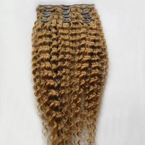 Kinky Curly Hair Class in Human Hair Extensions 8 sztuk / zestaw Remy Hair Clip-Ins Full Head 8PCS / Set 100 Gram Darmowa Wysyłka 10 