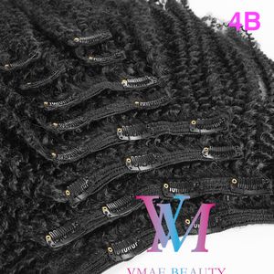 120g Afro Kinky Curly Clip em extensões de cabelo humano 4a 4b 4c cor natural Cutícula de cabelo virgem indiana alinhada para mulheres