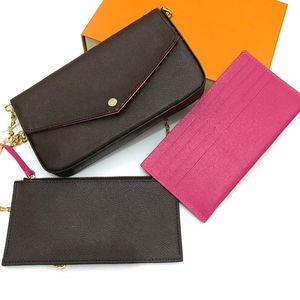 hot Classic stampa fiore donna borse portafogli portafoglio griglia catena staccabile 3 in 1 telefono cellulare donna borse a tracolla singola
