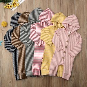 Baby Boy Clothes Striped Infant Hooded Romper Single Breasted Newborn Girl Jumpsuits Knitted Children Outfits Boutique Baby Clothing DW4724