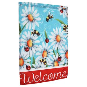 30,5 x 45,7 cm, bandiera di benvenuto da giardino, coccinella, ape, fiori margherita, casa, decorazioni per striscioni