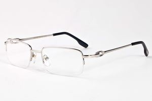 Atacado-2017 sem aro lente clara óculos homens chifre de búfalo óculos de sol mulheres quadros de liga de prata de ouro armação de metal eyewear gafas 52-18-140mm