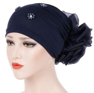 Novas Mulheres Perda de Cabelo Cap Beanie Skullies Flor Pérolas Cancro Muçulmano Câmbio Tampão Islâmico Chapéu Índico Capa Cabeça Cachecol Moda Bonnet GB1321