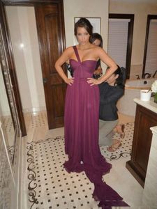 Kim Kardashian Evening Dresses Purple Colour Long Chiffon Formal Prom Party Gowns Vestidos De Fiesta