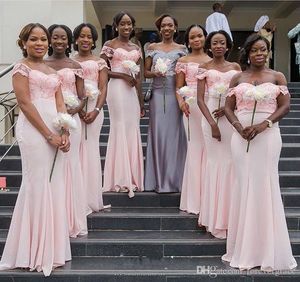 2019 Arabic South African Pink Bridesmaid Dress Mermaid Spring Summer Formal Wedding Party Guest Maid of Honor Gown Plus Size Custom Made