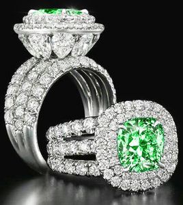 Atacado- impressionante de jóias de luxo Casal Anéis prata esterlina 925 Pear Cut Sapphire Emerald multi Gemas casamento nupcial Ring Set