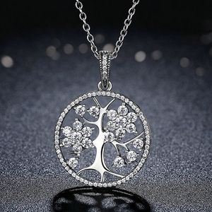 بالجملة، قلادة شجرة قلادة فاخرة مصمم المجوهرات لباندورا 925 السيدات الفضة تشيكوسلوفاكيا الماس قلادة قلادة مع BOX