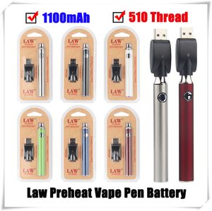 Law Preheat VV-batteri 1100 mAh Blisterpaket Kit O Pen Bud Touch Variabel spänning Vape med trådlös USB-laddare