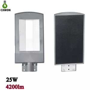 Os mais recentes Outdoor Solar Rua Integrado lâmpada Radar Movimento LED Estrada Luz 4200lm 25W Sunpower Solar Painel Poste