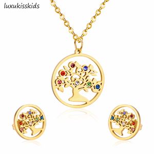 Stainless Steel Jewelry Sets earrings Mix Color CZ Jewelry For Women Party Gift