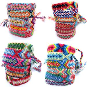 Bohemian Nepal Ethnic handmade Bracelets For Women rainbow printing Braided String Rope Wrap Bangle Lucky Friendship Boho Jewelry in Bulk