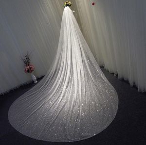 3 metros sparkle tulle véu nupcial longo bling bling luxo véu de casamento acessórios nupciais comprimento da catedral em estoque 1 camada noiva véus