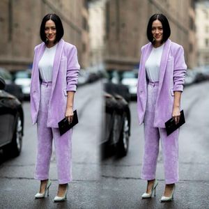 Fashion Light Purple 2 Pieces Light Blue Mother of the Bride Suits Women Ladies Plus Size Office Tuxedos Formal Work Wear For Wedding