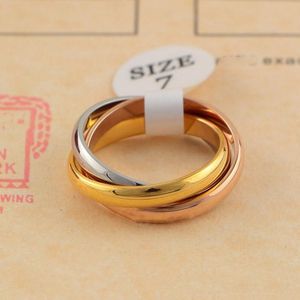 Classic Three rings Ring for Men Women Couple Fashion Simple Style Rings with Three Colors Rose Gold Rings