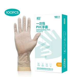 100 st universal engångs-PVC-handskar Transparenta gummiskyddshandskar Matkvalitet Bakning Hushållens rengöringshandske
