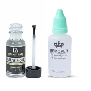 1 Şeritler 0.5 oz Walker Ultra Tutun Dantel Peruk Tutkal Yapıştırıcı Süper Tutkal ve 1 Şehir Saç Tutkal Sökücü 30ml