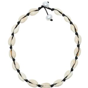 Ny svart rep kedja halsband naturlig snäckskal armband conch choker krage halsband skal choker armband för sommar strand gåva gb1095