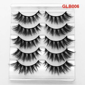 Handmade reusable mink false eyelashes set 5 pairs fake lashes natural long thick eyelash extension eye makeup accessories DHL Free