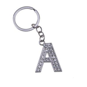 120pcs / Lot Alloy letra do alfabeto de completa Rhinestone Com anel da separação Keychain DIY Acessórios 3.2