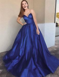Royal Blue Princess Avondjurk Mouwloze Sweetheart Lange Formele Gelegenheid Jurken Custom Made 2019 Robe de Soiree Prom Dresses