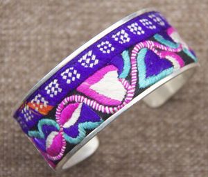 Cotton and hemp retro style exquisite embroidery narrow bracelet ancient miao silver old embroidered bracelet pieces more options