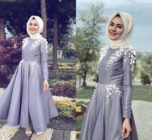 Saudi Arabic Muslim Evening Dresses Elegant Formal 2019 Pearls 3D Flowers Long Sleeve Jewel Dubai Prom Dress Party Vestido De Novia Gowns